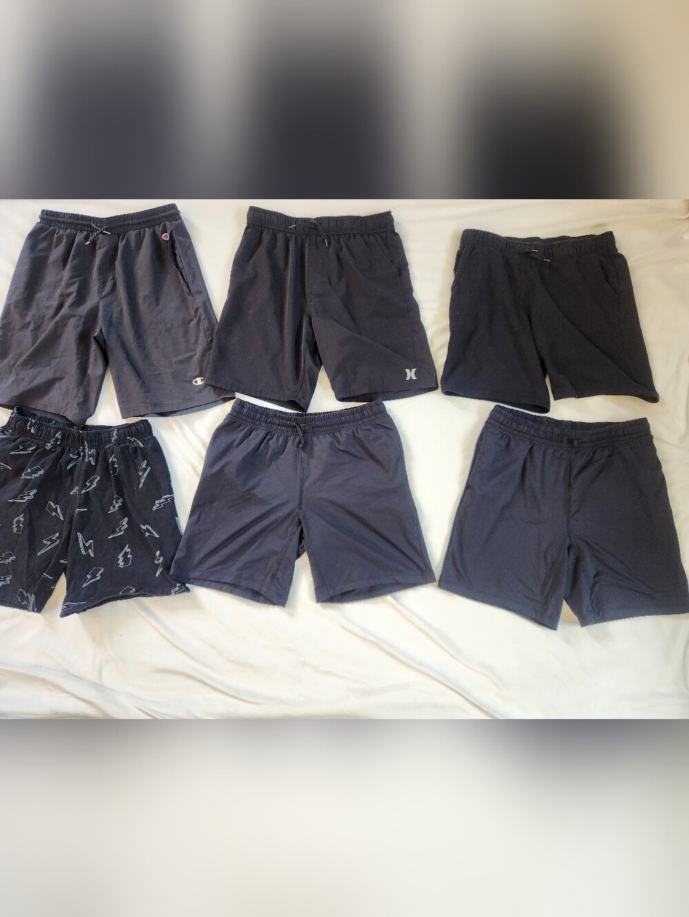 6 Pairs Boys Size XL 14/16 Black Athletic Shorts with Elastic Waist